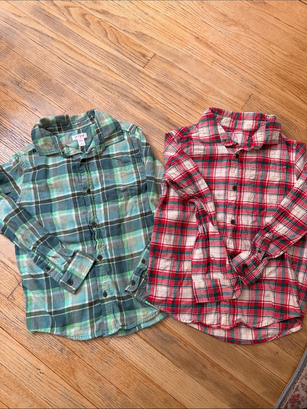 Cat & Jack Kids Plaid Button-Down Shirts - Green & Red